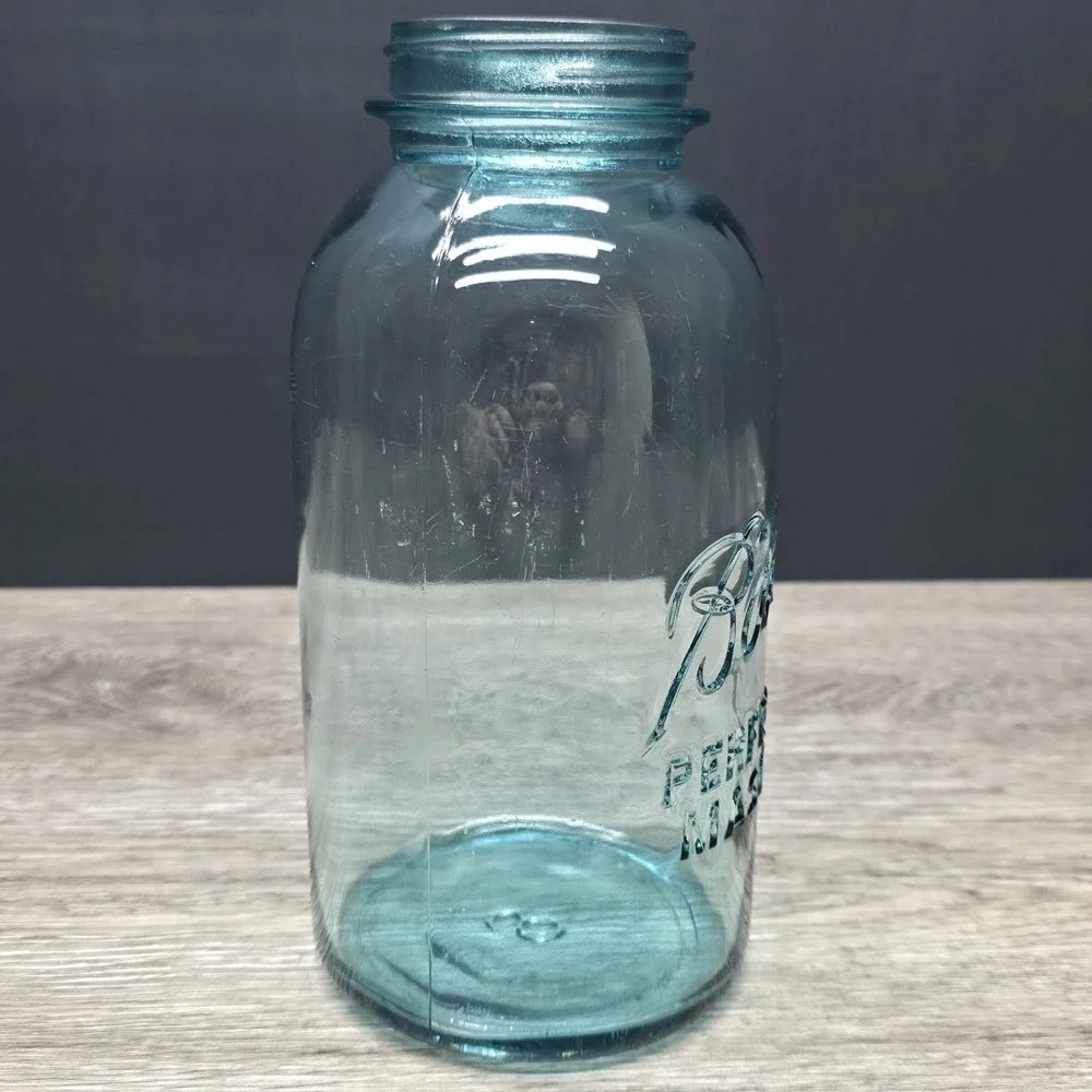 Vintage Blue Ball Perfect Mason Jar 2 Quart Half Gallon Canning Jar 8 Base